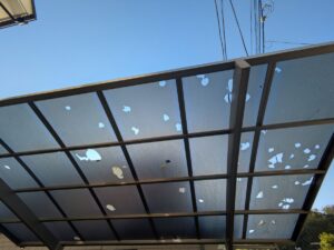 ポリカ屋根ヒョウ被害